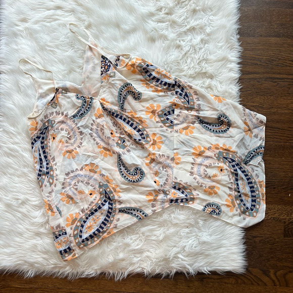 Anthropologie Women HD In Paris Tank Top Blouse Paisley Sleeveless Asymmetric 12 - Picture 2 of 5